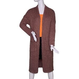 Dreamers Open Front Knitted Duster Cardigan Maroon Size S/M